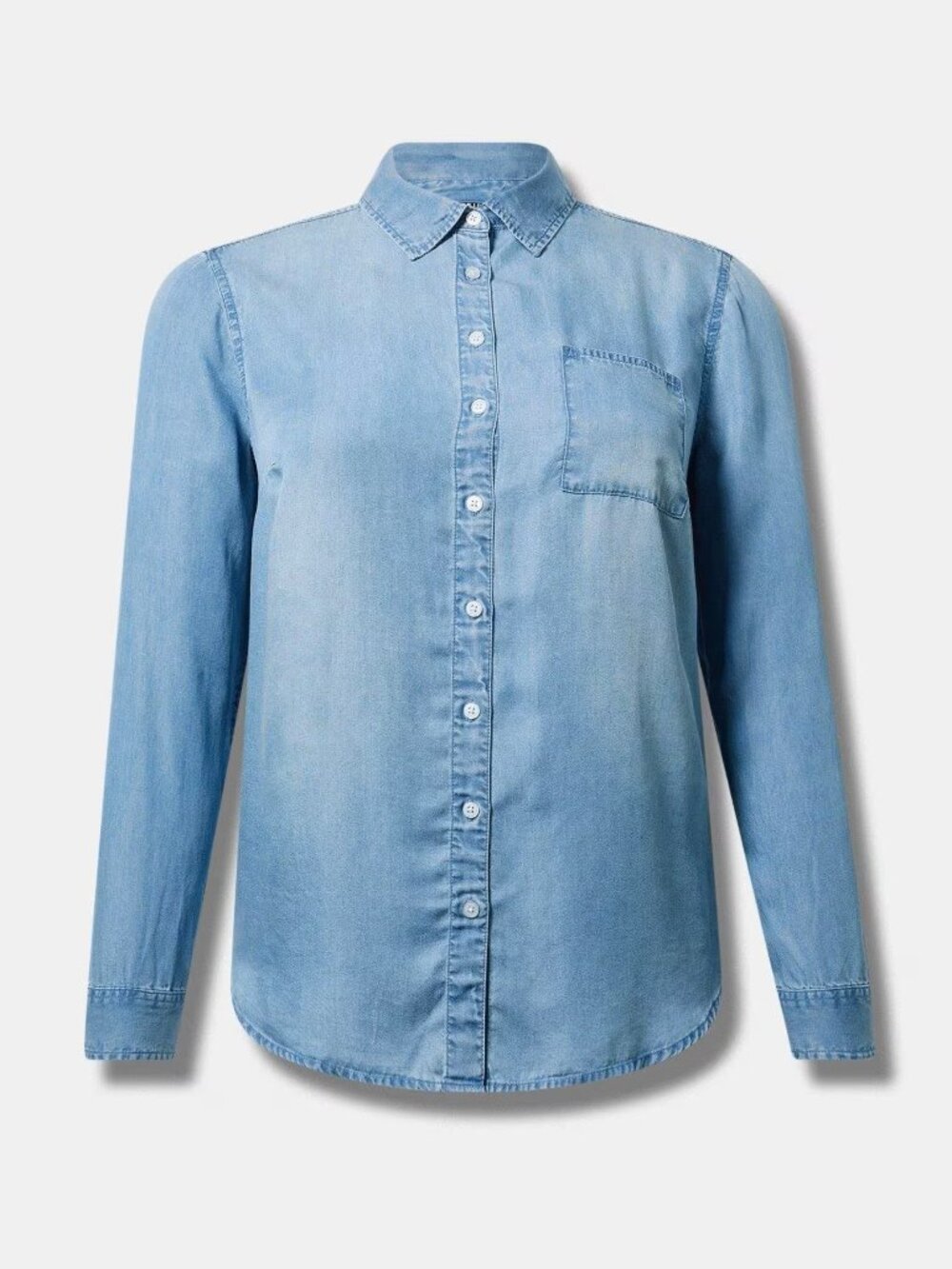 Torrid Lizzie Light Blue Tencel Denim Shirt Plus Size 1 Chambray Button-Up